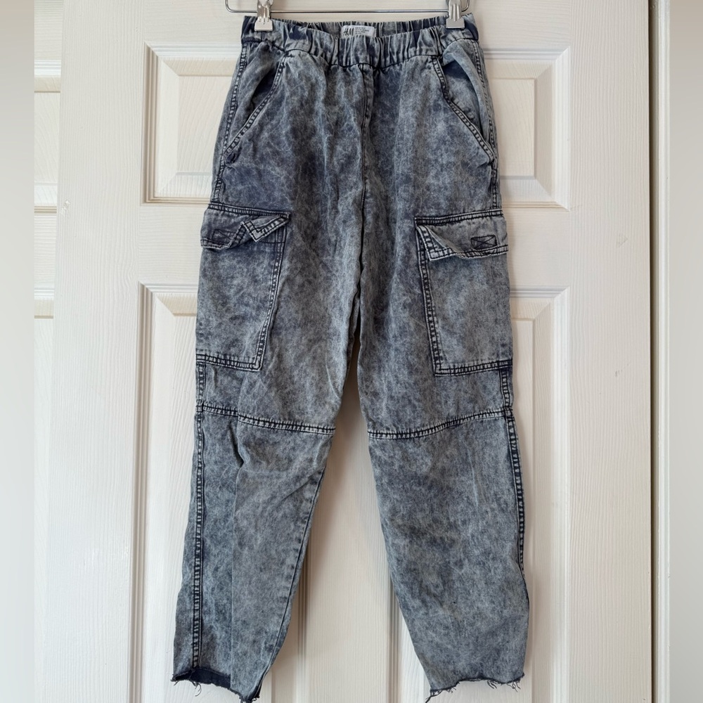 H&M Kids Acid Wash Cargo Pants - Size 12Y (152 cm)